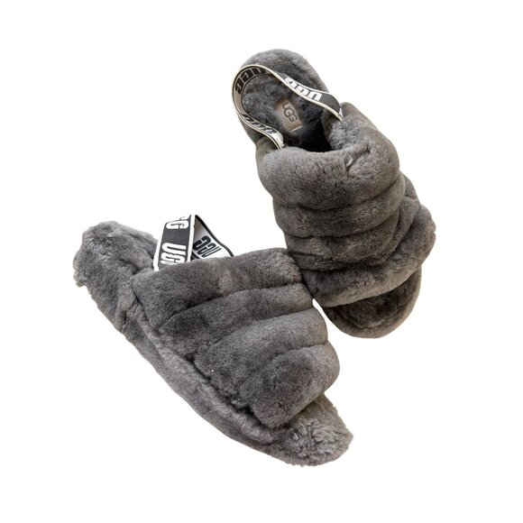 UGG Women's Size 8 Gray Fluff Yeah Slide Sandals - Picture 1 of 10